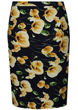 Spódnica FSP641 GRANATOWY + ŻÓŁTY kwiaty ze sklepu fokus.pl w kategorii Spódnice - zdjęcie 78494274