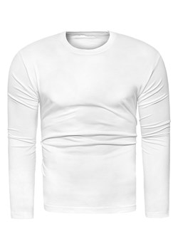 Bluza męska longsleeve N01L - biała ze sklepu Risardi w kategorii T-shirty męskie - zdjęcie 78646033