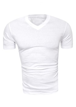Męska koszulka t-shirt v-neck - biała ze sklepu Risardi w kategorii T-shirty męskie - zdjęcie 78647301