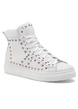 Sneakersy damskie Eva Minge białe na wiosnę ze skóry młodzieżowe sznurowane 