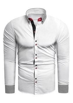 Koszula męska długi rękaw rl45 - biała ze sklepu Risardi w kategorii Koszule męskie - zdjęcie 79298601