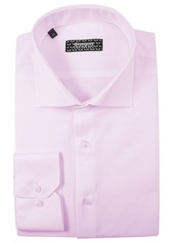 Różowa Bawełniana Koszula, Długi Rękaw -GRZEGORZ MODA MĘSKA- Taliowana, Tłoczony Wzór KSDWGRZEG0015rozowa ze sklepu JegoSzafa.pl w kategorii Koszule męskie - zdjęcie 79341412