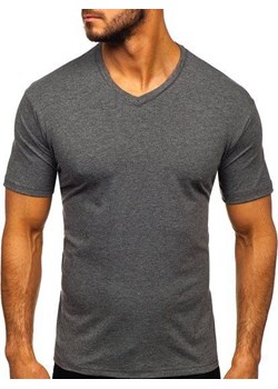 T-shirt męski bez nadruku w serek antracytowy Bolf 192131 ze sklepu Denley w kategorii T-shirty męskie - zdjęcie 80475042