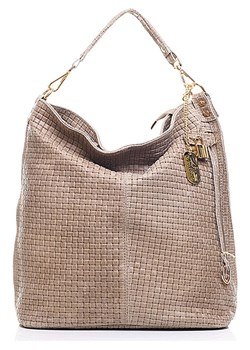 Skórzany shopper bag "Caroline" w kolorze szarobrązowym - 42 x 38 x 17 cm ze sklepu Limango Polska w kategorii Torby Shopper bag - zdjęcie 81941984