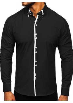 Koszula męska elegancka z długim rękawem czarna Bolf 1721-1 ze sklepu Denley w kategorii Koszule męskie - zdjęcie 82610433