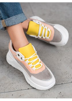 Buty sportowe damskie CzasNaButy wielokolorowe na platformie sznurowane 