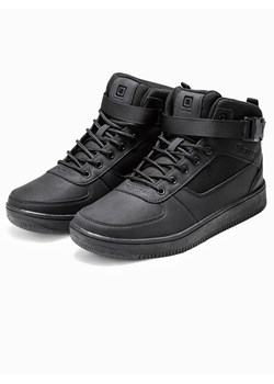 Buty męskie sneakersy za kostkę - czarne V1 T317 ze sklepu ombre w kategorii Buty zimowe męskie - zdjęcie 83388072