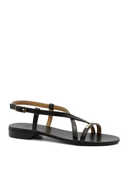 Czarne skórzane sandały 09P ze sklepu NESCIOR w kategorii Sandały damskie - zdjęcie 83940684