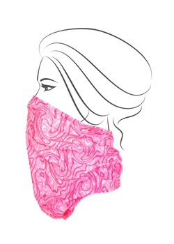 Różowy szalik/chusta Dedra w abstrakcyjnym wzorze w stylu młodzieżowym 