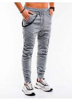 Spodnie męskie joggery P908 - jasnoszare ze sklepu ombre w kategorii Spodnie męskie - zdjęcie 84015961