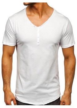 Biała bez nadruku koszulka męska w serek Bolf 4049 ze sklepu Denley w kategorii T-shirty męskie - zdjęcie 84477250