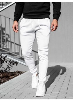 Spodnie męskie joggery dresowe białe Denley XW01 ze sklepu Denley w kategorii Spodnie męskie - zdjęcie 84988533