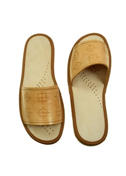 Skórzane pantofle damskie ze sklepu JK-Collection w kategorii Kapcie damskie - zdjęcie 85100502