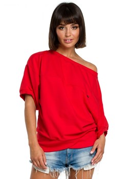 B079 Bluza z kimonowymi rękawami czerwona ze sklepu Świat Bielizny w kategorii Bluzy damskie - zdjęcie 85517053