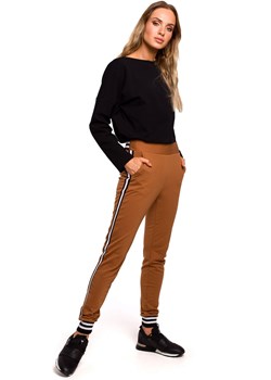 M460 Spodnie ze ściągaczem - karmelowe ze sklepu Świat Bielizny w kategorii Spodnie damskie - zdjęcie 85530273