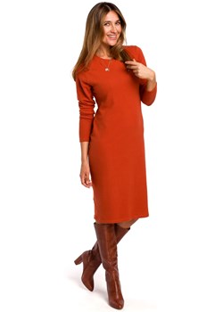 S178 Sukienka swetrowa z długimi rękawami - ruda ze sklepu Świat Bielizny w kategorii Sukienki - zdjęcie 85535564