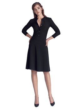 Sukienka zapinana na napy - czarny - S123 ze sklepu Świat Bielizny w kategorii Sukienki - zdjęcie 85543131