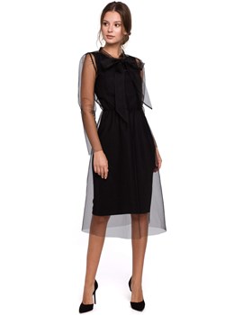 K039 Sukienka tiulowa z wiązaniem przy szyi - czarna ze sklepu Świat Bielizny w kategorii Sukienki - zdjęcie 85547603