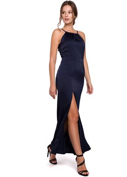 K042 Długa sukienka wiązana wokół szyi - granatowa ze sklepu Świat Bielizny w kategorii Sukienki - zdjęcie 85547620
