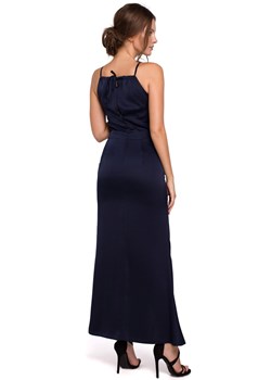 K042 Długa sukienka wiązana wokół szyi - granatowa ze sklepu Świat Bielizny w kategorii Sukienki - zdjęcie 85547621