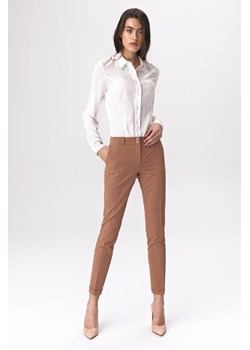 Karmelowe spodnie zapinane na napy - SD37 ze sklepu Świat Bielizny w kategorii Spodnie damskie - zdjęcie 85547943
