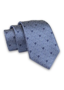 Niebieski Melanżowy Elegancki Męski Krawat -ALTIES- 7cm, Stylowy, Klasyczny, w Granatowe Kropki KRALTS0434 ze sklepu JegoSzafa.pl w kategorii Krawaty - zdjęcie 85581083