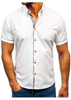 Koszula męska elegancka z krótkim rękawem biała Bolf 5509-1 ze sklepu Denley w kategorii Koszule męskie - zdjęcie 86436952