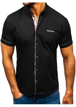 Koszula męska elegancka z krótkim rękawem czarna Bolf 5509-1 ze sklepu Denley w kategorii Koszule męskie - zdjęcie 86436993