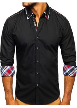 Koszula męska elegancka z długim rękawem czarna Bolf 3701 ze sklepu Denley w kategorii Koszule męskie - zdjęcie 86482904