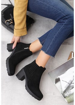 Botki na obcasie neoprenowe czarne NS028P BLACK Botki na obcasie neoprenowe czarne NS028P BLACK