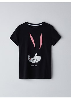 Cropp - Koszulka z nadrukiem Looney Tunes - czarny ze sklepu Cropp w kategorii Bluzki damskie - zdjęcie 87103174