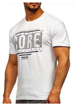 Biały T-shirt męski z nadrukiem Bolf SS11071 ze sklepu Denley w kategorii T-shirty męskie - zdjęcie 87743384