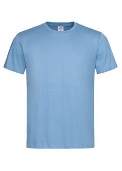 Jasny Niebieski Bawełniany T-Shirt Męski Bez Nadruku -STEDMAN- Koszulka, Krótki Rękaw, Basic, U-neck TSJNPLST2000lightblue ze sklepu JegoSzafa.pl w kategorii T-shirty męskie - zdjęcie 88051304