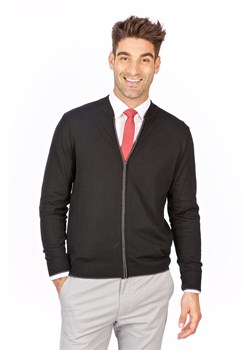 Sweter męski rozpinany czarny - regular ze sklepu Lanieri.pl w kategorii Swetry męskie - zdjęcie 89277243