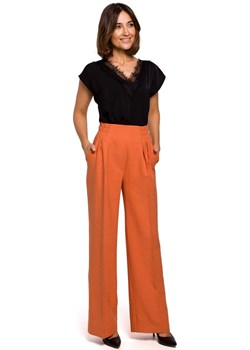 S203 Spodnie z gumą w pasie i szerokimi nogawkami - pomarańczowe ze sklepu Świat Bielizny w kategorii Spodnie damskie - zdjęcie 89474301