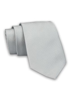 Jasny Szary Elegancki Klasyczny Krawat -Angelo di Monti- 7 cm, Jednokolorowy, w Delikatne Prążki KRADM1767 ze sklepu JegoSzafa.pl w kategorii Krawaty - zdjęcie 91328404