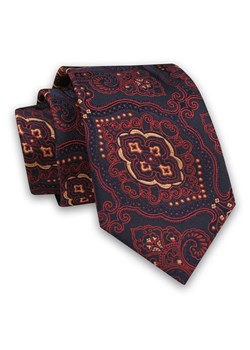 Granatowo-Czerwony Elegancki Męski Krawat -ALTIES- 7cm, Stylowy, Klasyczny, Wzór Orientalny KRALTS0522 ze sklepu JegoSzafa.pl w kategorii Krawaty - zdjęcie 91829730