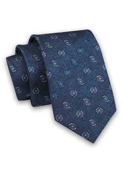 Niebieski Elegancki Męski Krawat -Angelo di Monti- 6 cm, Wzór Geometryczny, Kółka, Okręgi, Koła KRADM1800 ze sklepu JegoSzafa.pl w kategorii Krawaty - zdjęcie 92052773