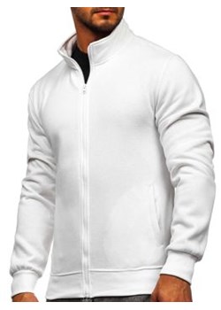 Biała bluza męska na stójkę rozpinana Denley B2002 ze sklepu Denley w kategorii Bluzy męskie - zdjęcie 92287764