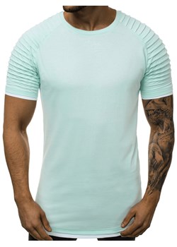 T-Shirt męski bez nadruku miętowy OZONEE O/1262 ze sklepu ozonee.pl w kategorii T-shirty męskie - zdjęcie 92292871