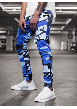 Spodnie męskie joggery niebiesko-czarne OZONEE A/1003 ze sklepu ozonee.pl w kategorii Spodnie męskie - zdjęcie 92293264