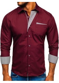 Koszula męska elegancka z długim rękawem bordowa Bolf 4713 ze sklepu Denley w kategorii Koszule męskie - zdjęcie 92759340
