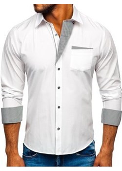 Koszula męska elegancka z długim rękawem biała Bolf 4713 ze sklepu Denley w kategorii Koszule męskie - zdjęcie 92759342