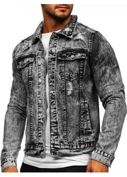 Szara jeansowa kurtka męska Denley AK588 ze sklepu Denley w kategorii Kurtki męskie - zdjęcie 93007113