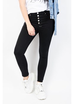 Czarne spodnie jeansowe z guzikami.Wysoki stan ze sklepu olika.com.pl w kategorii Jeansy damskie - zdjęcie 93134990