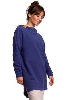 B176 Bluza z zaokrąglonym dołem i kapturem - indygo ze sklepu Świat Bielizny w kategorii Bluzy damskie - zdjęcie 93354671