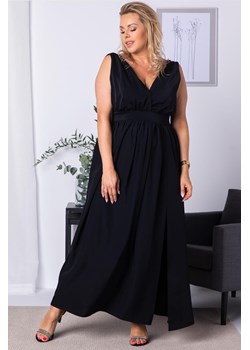Sukienka na sylwestra długa z efektownym dekoltem i rozcięciem PARMA czarna ze sklepu karko.pl w kategorii Sukienki - zdjęcie 93515313