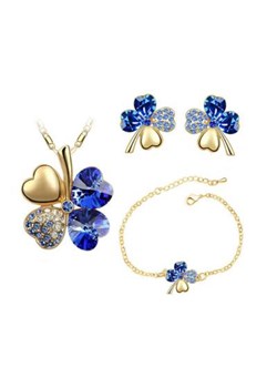 Komplet biżuterii koniczynki szafirowe prezent ze sklepu LOVRIN w kategorii Komplety biżuterii - zdjęcie 93756962