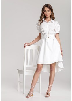 Renee sukienka dzienna z krótkimi rękawami rozkloszowana casualowa biała gładka 