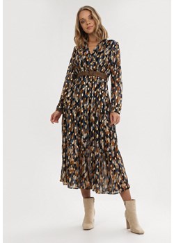 Granatowa Sukienka Windom z Błyszczącym Nadrukiem ze sklepu Born2be Odzież w kategorii Sukienki - zdjęcie 95000183